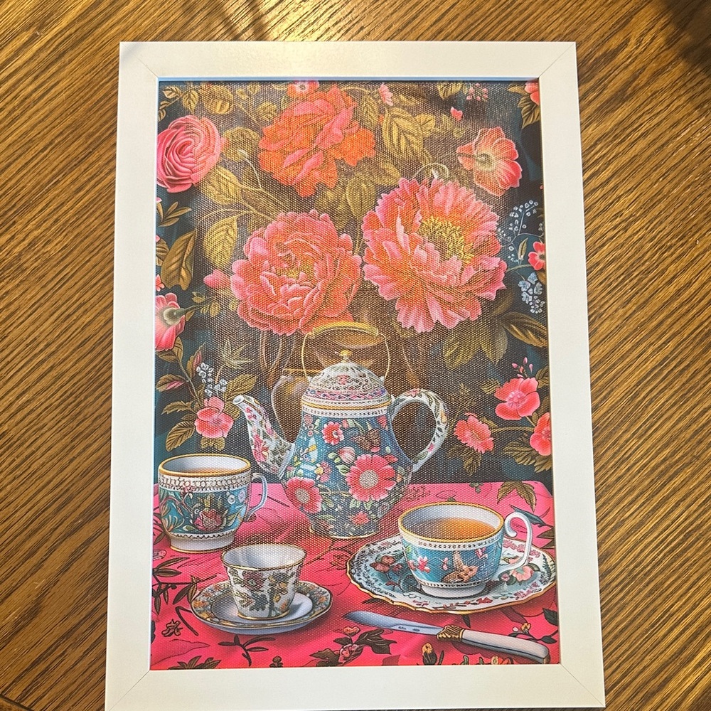 Floral Tea Set Framed Art